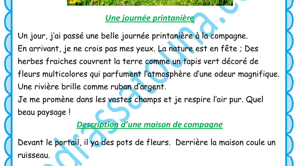 Descriptions  printemps  paysage  compagne  مدرستنا