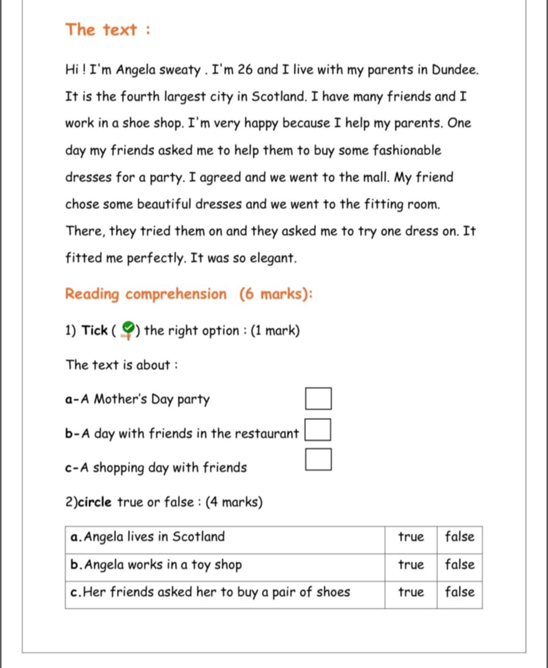 Examen anglais 6ème année 3ème trimestre السنة السادسة امتحان انقليزية الثلاثي الثالث

